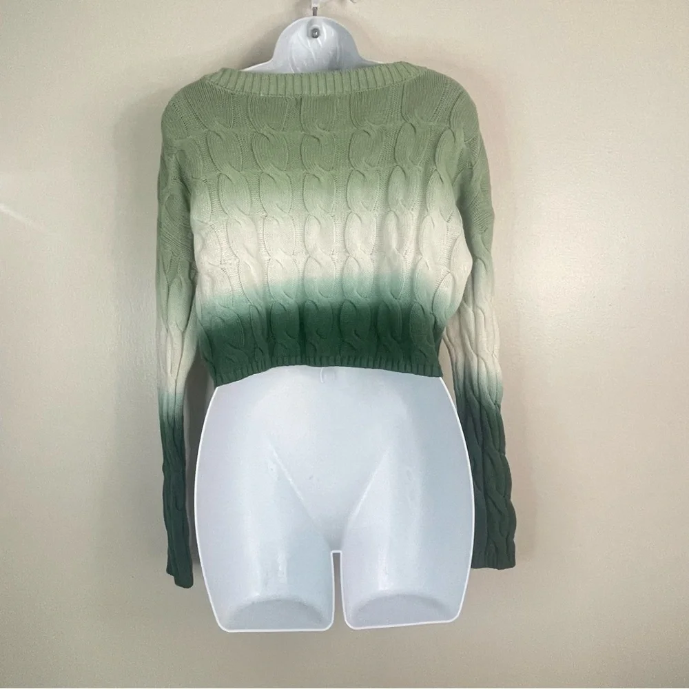 Sincerely Jules Green Ombre Cable Knit Sweater